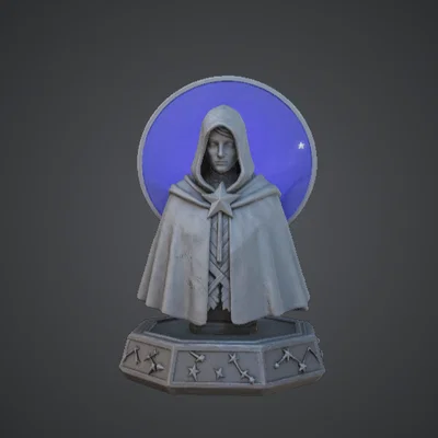 Tượng Bán Thân Pháp Sư Thiên Giới – Phù Thủy Trùm Mũ Với Vòng Hào Quang