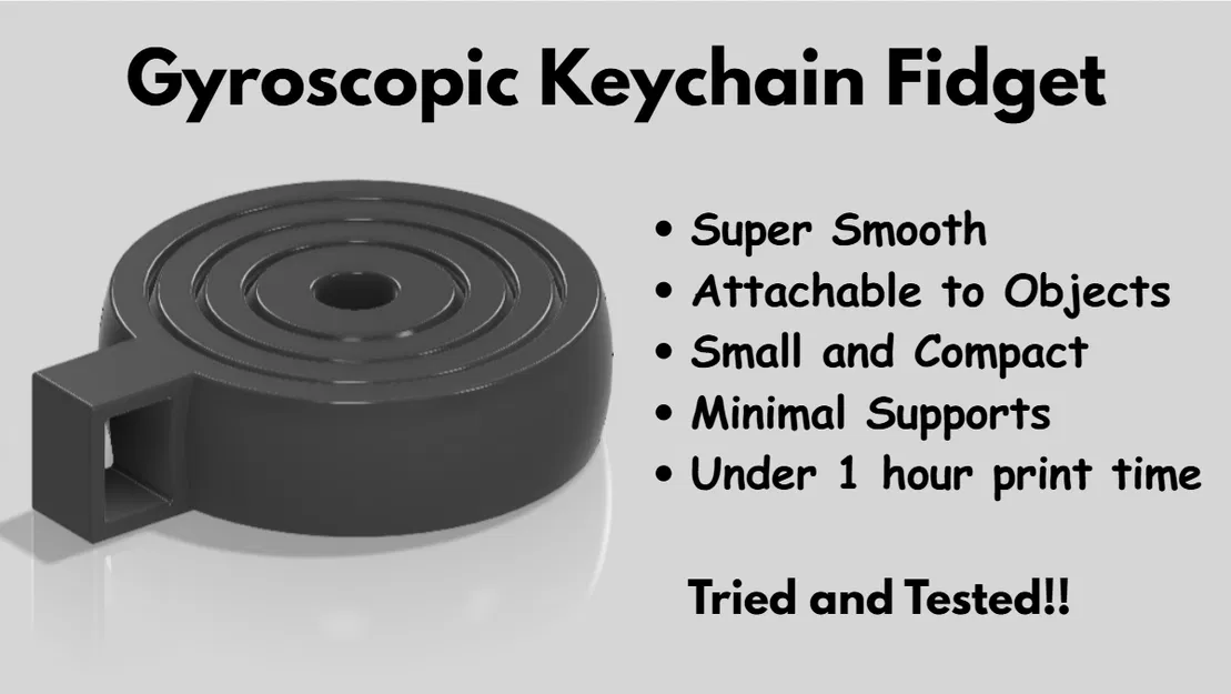 Móc khóa con quay Gyroscopic Fidget xoay siêu mượt - File in 3D - Image 1