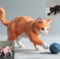 Mô hình chú mèo Lowpoly đang chơi đùa - Thumbnail 1