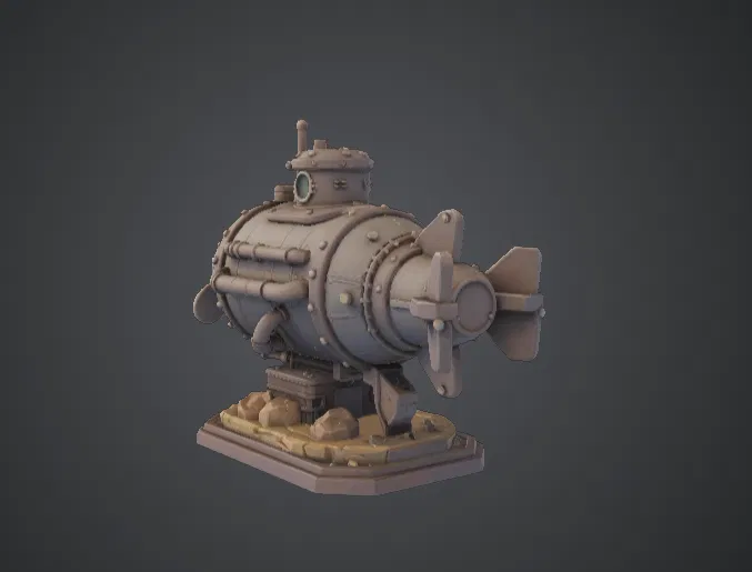 Tàu Ngầm Cổ Điển – Mô Hình Tàu Lặn Mini Phong Cách Steampunk - Image 2