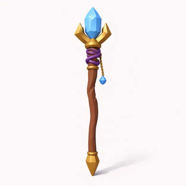 Mô hình gậy phép thuật Low Poly Magic Staff in 3D cực chất - Image 1