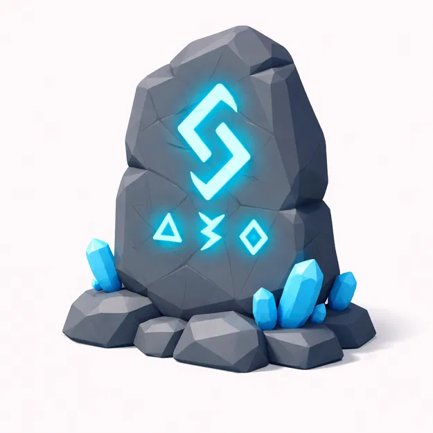 Mô hình Bia Đá Cổ Khắc Rune (Low Poly Rune Tablet) trang trí đẹp - Image 1