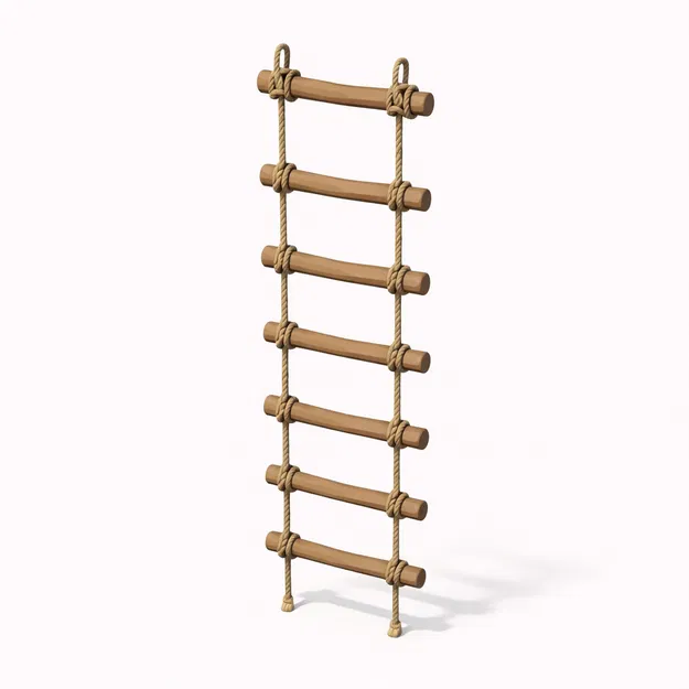 Mô hình thang dây Low Poly (Low Poly Rope Ladder) dùng trang trí 3D - Image 1