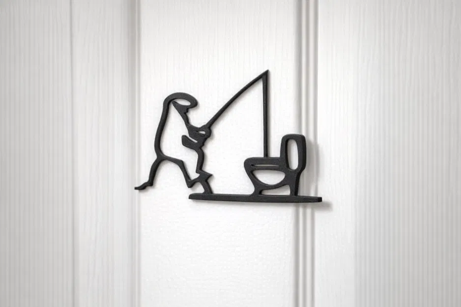 Fishing for Trouble – Mô hình trang trí 3D hài hước cho nhà vệ sinh - Image 1