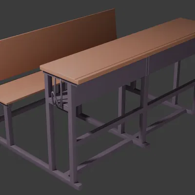Mô hình 3D bàn ghế học sinh Ấn Độ - Indian School Bench