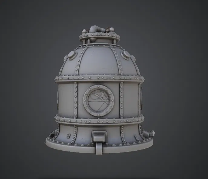 Bình Chứa Áp Suất Steampunk – Mô Hình Thiết Bị Công Nghiệp Đính Đinh Tán - Image 1