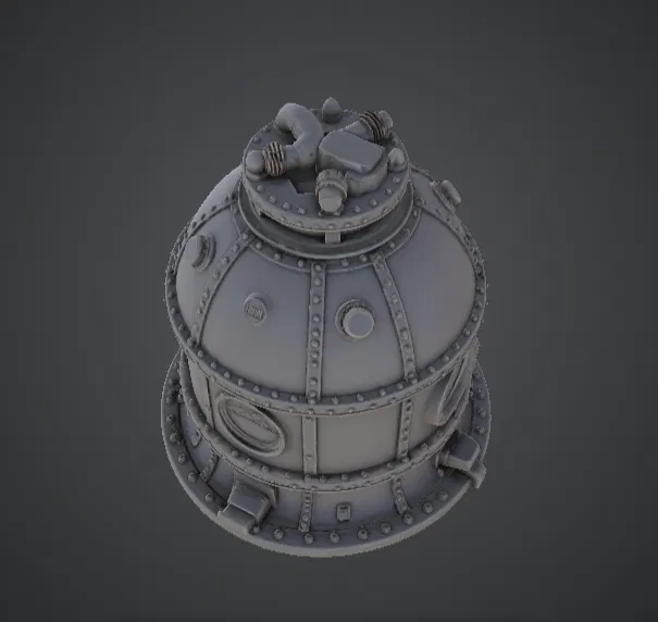 Bình Chứa Áp Suất Steampunk – Mô Hình Thiết Bị Công Nghiệp Đính Đinh Tán - Image 2