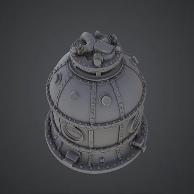 Bình Chứa Áp Suất Steampunk – Mô Hình Thiết Bị Công Nghiệp Đính Đinh Tán