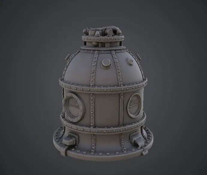 Bình Chứa Áp Suất Steampunk – Mô Hình Thiết Bị Công Nghiệp Đính Đinh Tán - Image 3