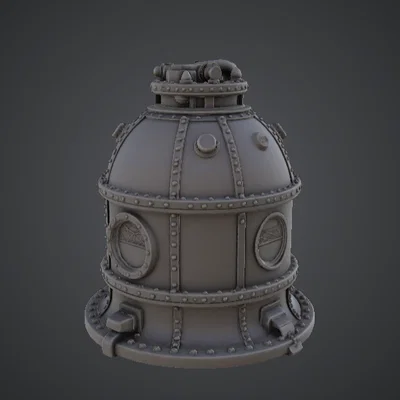 Bình Chứa Áp Suất Steampunk – Mô Hình Thiết Bị Công Nghiệp Đính Đinh Tán