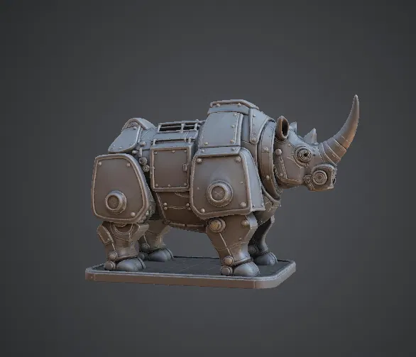 Tê giác bọc thép Steampunk – Quái thú chiến tranh cơ khí - Image 1