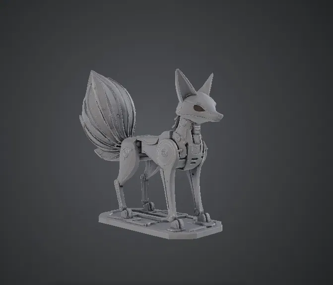 Cáo Cơ Khí Phong Cách Steampunk – Mô Hình Động Vật Khớp Nối - Image 1