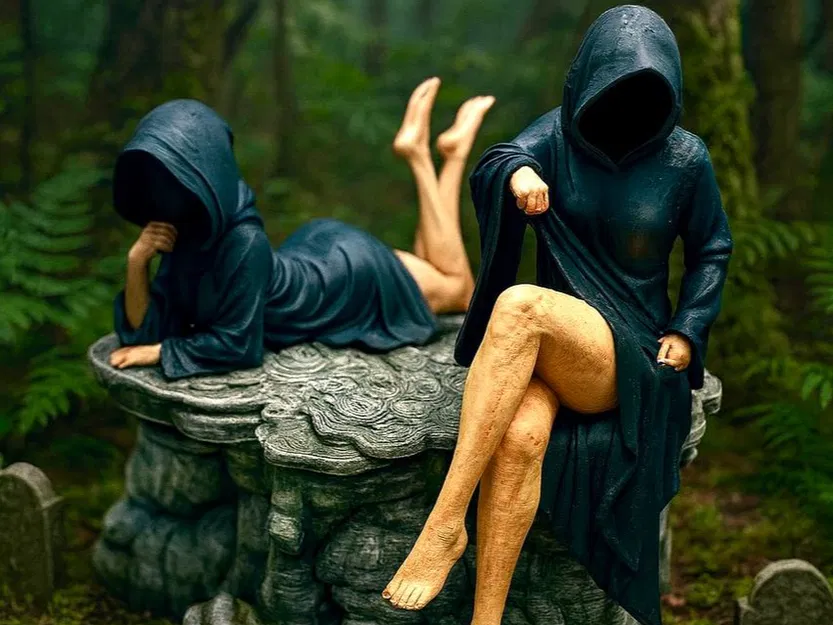 Mô hình 3D Sisters of Death - Tượng trang trí nghệ thuật huyền bí - Image 1