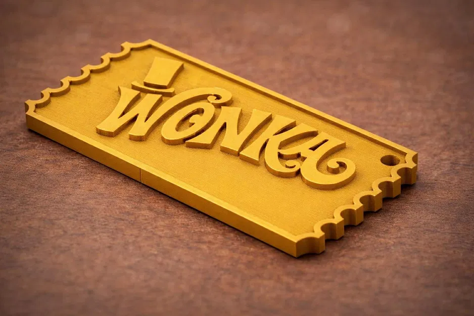 Móc khóa Wonka hình vé vàng độc đáo - In 3D phụ kiện cho fan điện ảnh - Image 1
