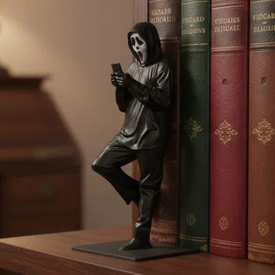 Mô hình trang trí Ghostface cầm điện thoại độc đáo cho kệ sách