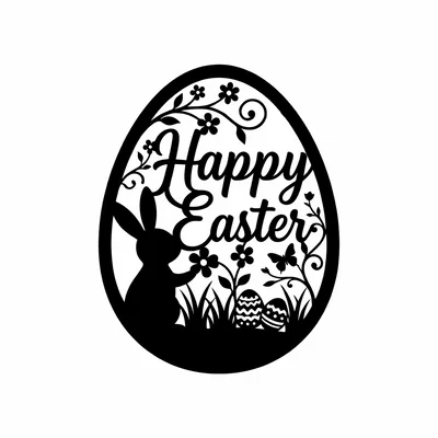 Happy Easter - Hình bóng thỏ và trứng Phục sinh