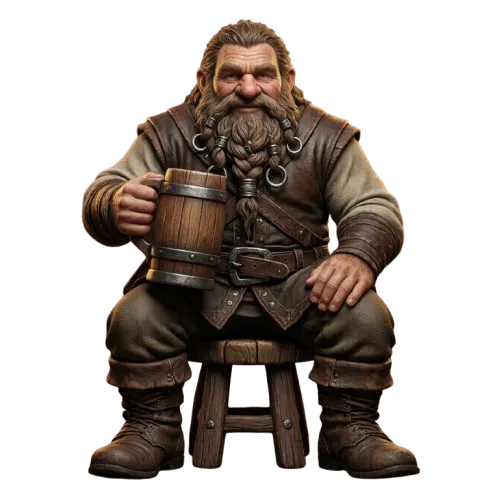 Mô hình chú lùn ngồi uống bia (Sitting Dwarf 5) cho người mê in 3D - Image 1
