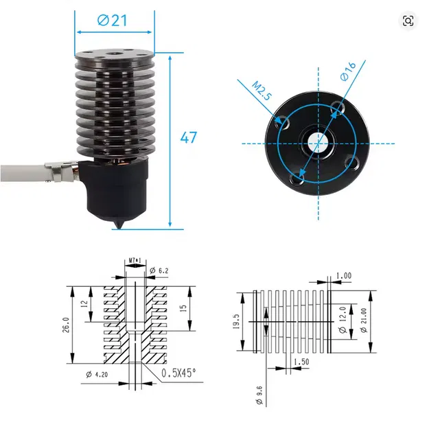 Ngàm gắn Hotend CHC v6 cho Voron 0.2 Mini Afterburner - Image 5