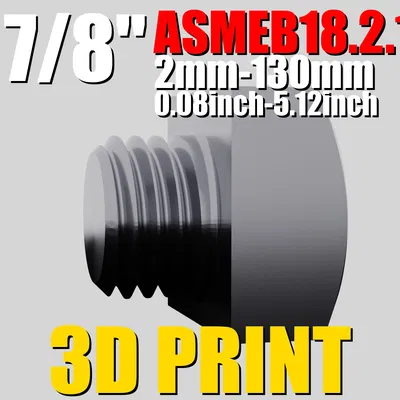 ASMEB18.2.1.1 7/8" | Bộ Hex Bolt STL | Tối ưu cho in 3D