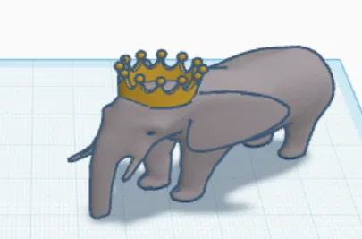 Mô hình King Elephant - Voi Đội Vương Miện In 3D Dễ Thương - Image 1