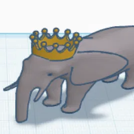 Mô hình King Elephant - Voi Đội Vương Miện In 3D Dễ Thương