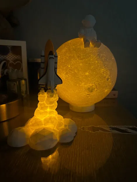 Đèn ngủ phi hành gia ngồi trên mặt trăng trang trí 3D ấn tượng - Image 1