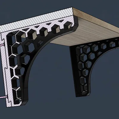 Ke đỡ kệ treo tường cấu trúc tổ ong Strong Shelf Bracket 3D