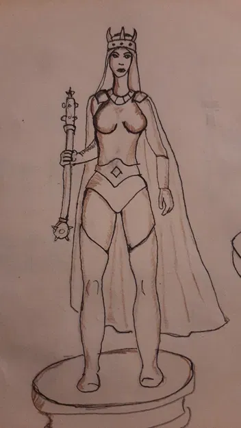 Mô hình 3D quân hậu chiến binh Regina Nera in ấn chi tiết - Image 3