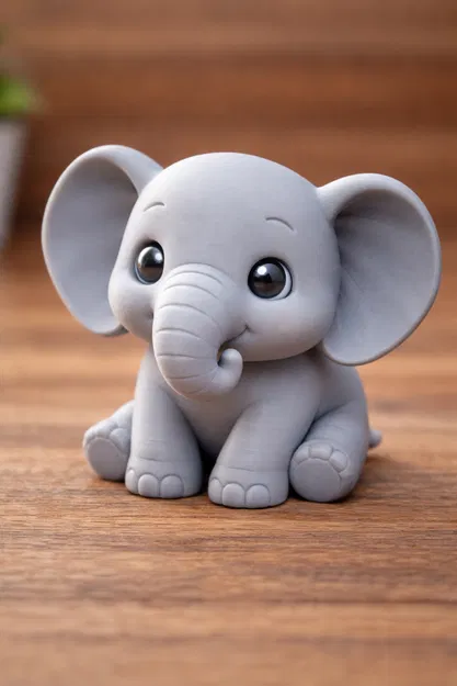 Chú Voi Con Đáng Yêu - In Một Màu - Đồ Trang Trí Bàn Làm Việc - Image 1