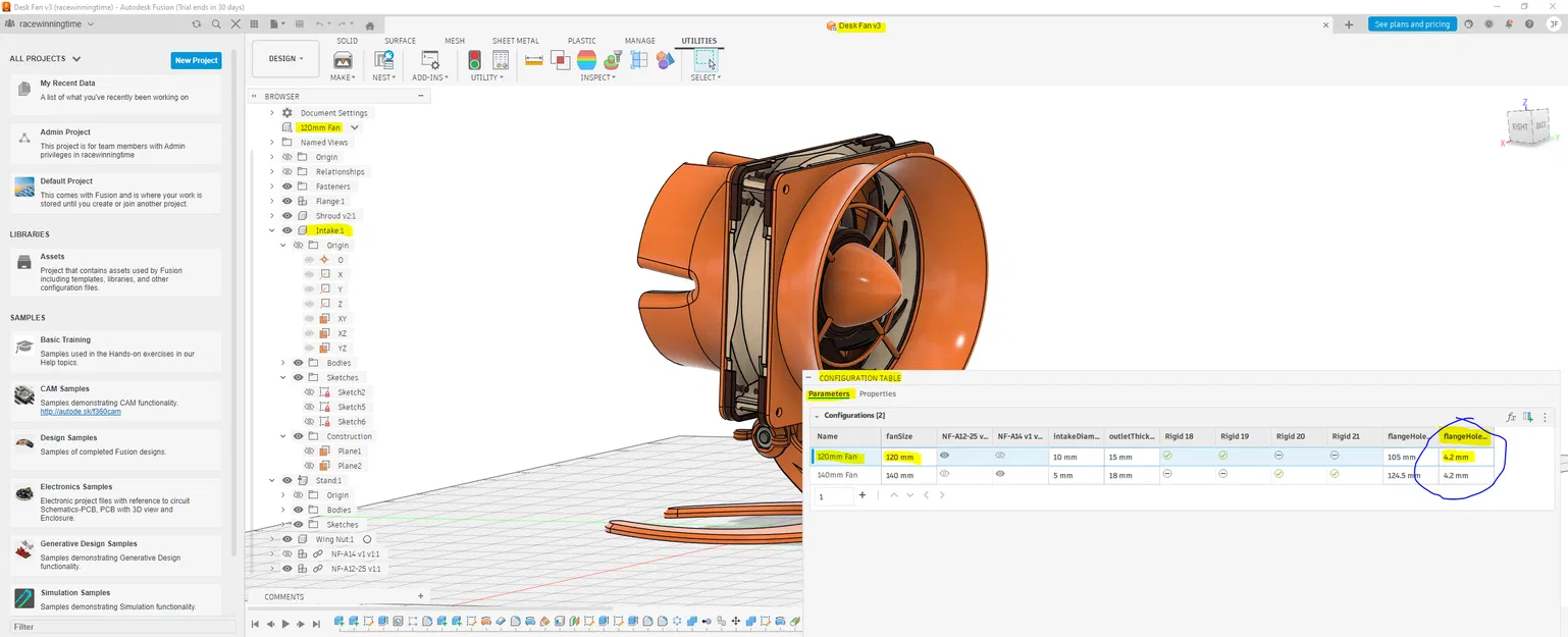 Shroud intake_v2_120 mod lỗ ốc M4 4.2mm (thay cho lỗ M3 3.2mm gốc) - Image 1
