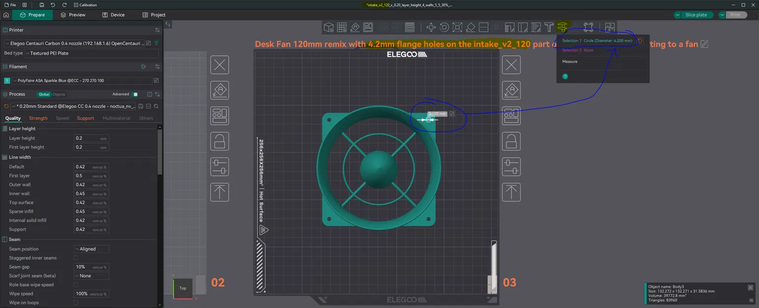 Shroud intake_v2_120 mod lỗ ốc M4 4.2mm (thay cho lỗ M3 3.2mm gốc) - Image 2