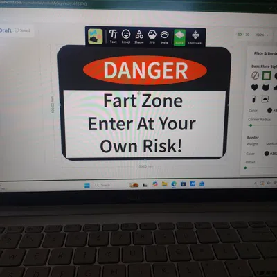 Biển cảnh báo hài hước Danger Fart Zone độc lạ cho máy in 3D