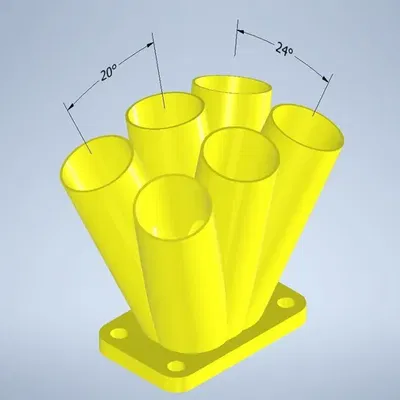 Mô hình bộ góp gộp ống xả 6 xi lanh (Merge Collector 1.25 Inch)