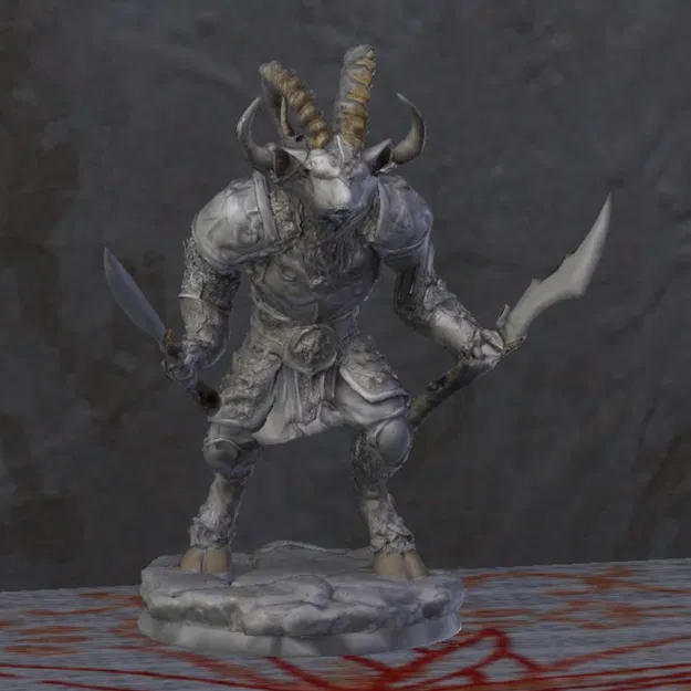 Mô hình chiến binh người dê 28mm (Goat Warrior) in 3D không cần support - Image 1