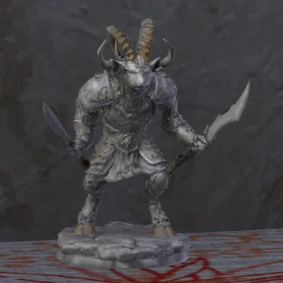 Mô hình chiến binh người dê 28mm (Goat Warrior) in 3D không cần support