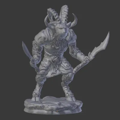 Mô hình chiến binh người dê 28mm (Goat Warrior) in 3D không cần support