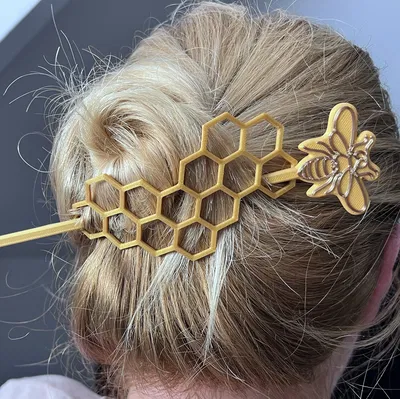 Mẫu in 3D kẹp tóc hình chú ong và tổ ong tinh tế