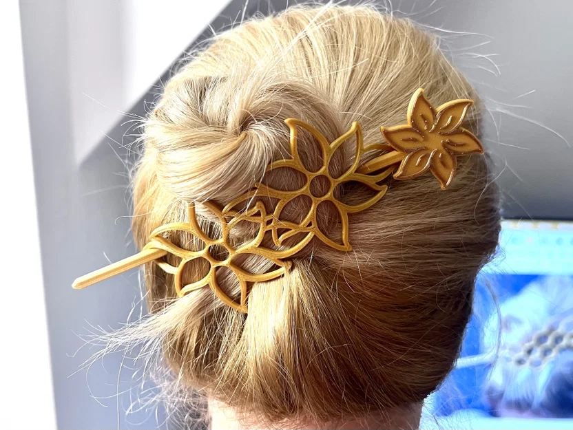 Kẹp tóc hình hoa 3D (Flowers Slide Hair Clip) xinh xắn, dễ in - Image 1