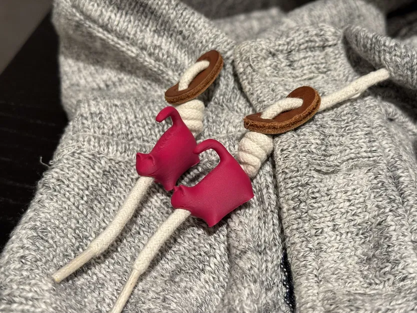 Phụ kiện dây rút áo Hoodie hình mèo 3D độc đáo - Image 1