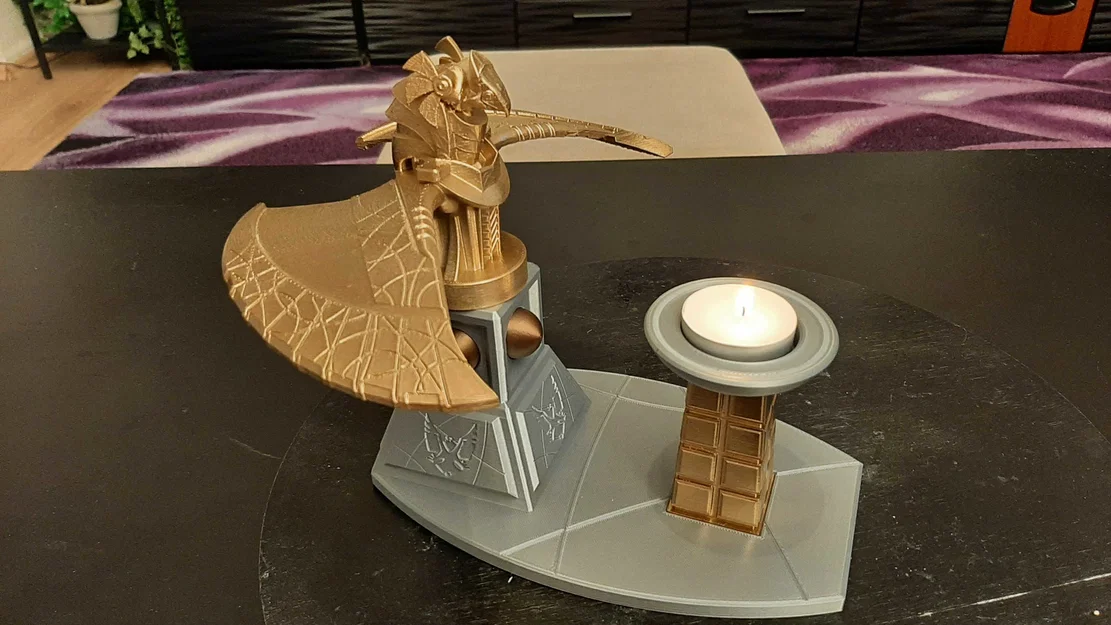 Chân đế nến Goa'uld với tượng thần Horus - Mô hình trang trí 3D độc đáo - Image 6