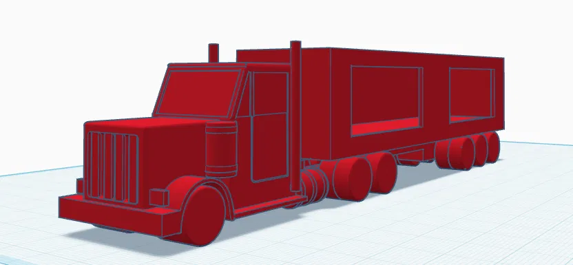 Mô hình xe đầu kéo (Semi Truck) in 3D liền khối Print-in-Place - Image 1