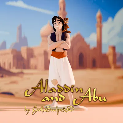 Mô hình Aladdin và Abu cho fan hâm mộ Disney