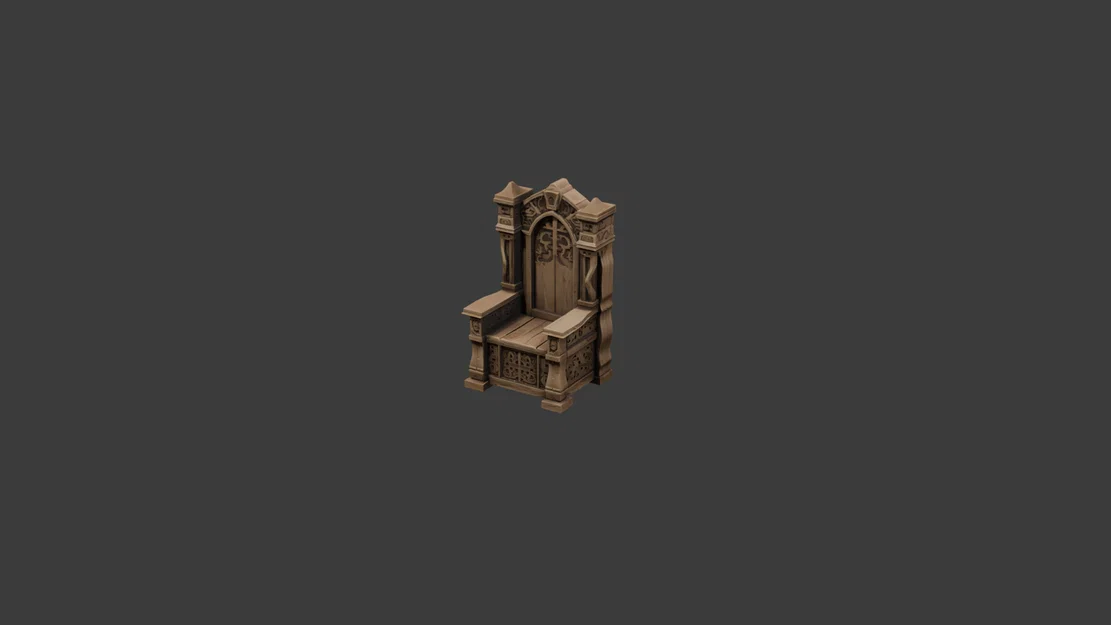 Mô hình Ngai vàng Trung cổ (Medieval Throne) 3D in không cần support - Image 1