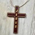 Mặt dây chuyền thánh giá Chúa Jesus phong cách vân gỗ - Thumbnail 1