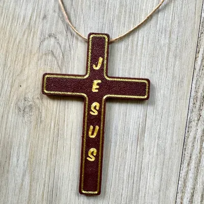 Mặt dây chuyền thánh giá Chúa Jesus phong cách vân gỗ