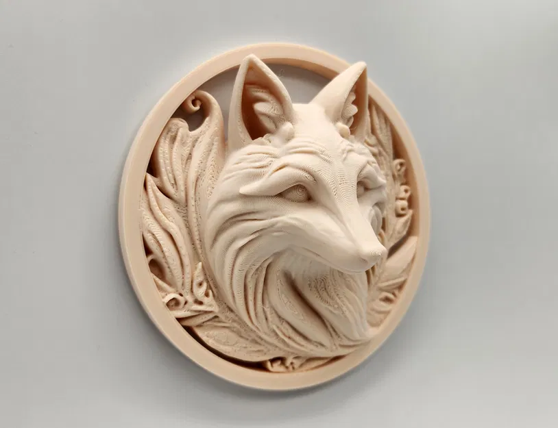 Phù điêu treo tường hình đầu Cáo (Fox Relief Sculpture) - In 3D không support - Image 1
