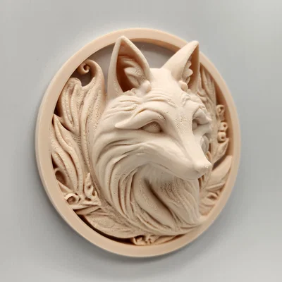 Phù điêu treo tường hình đầu Cáo (Fox Relief Sculpture) - In 3D không support