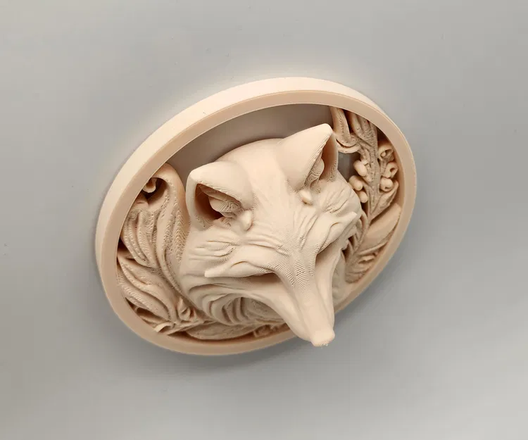 Phù điêu treo tường hình đầu Cáo (Fox Relief Sculpture) - In 3D không support - Image 3