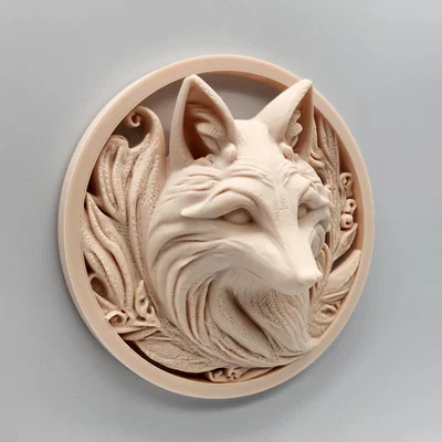 Phù điêu treo tường hình đầu Cáo (Fox Relief Sculpture) - In 3D không support