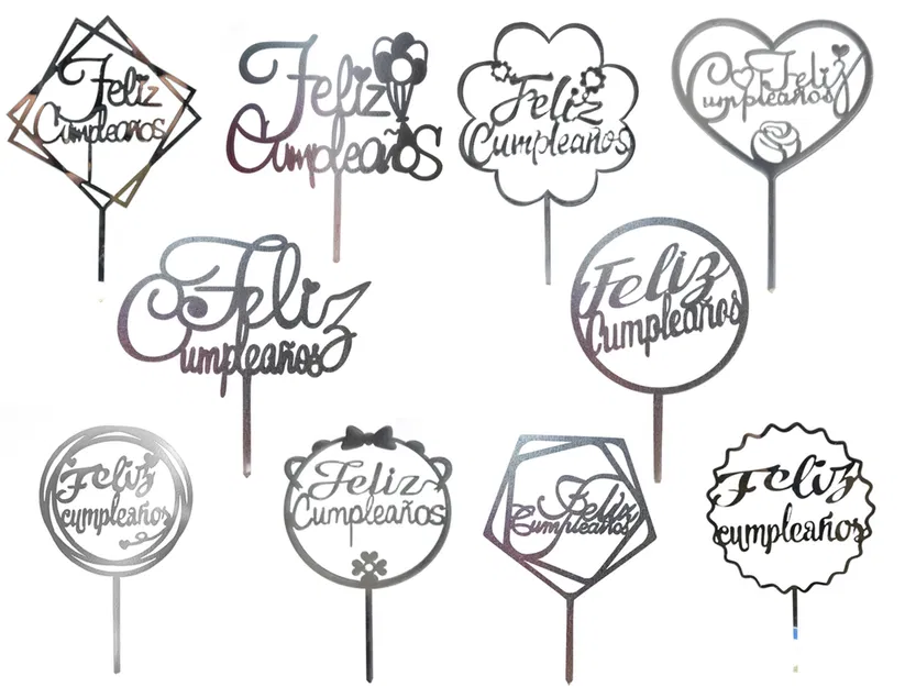 Bộ sưu tập topper trang trí bánh kem Feliz Cumpleaños in 3D đẹp mắt - Image 1